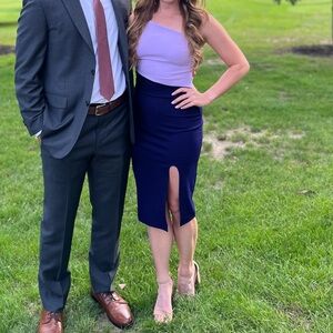 Elegant Two-Tone Purple and Navy Dress